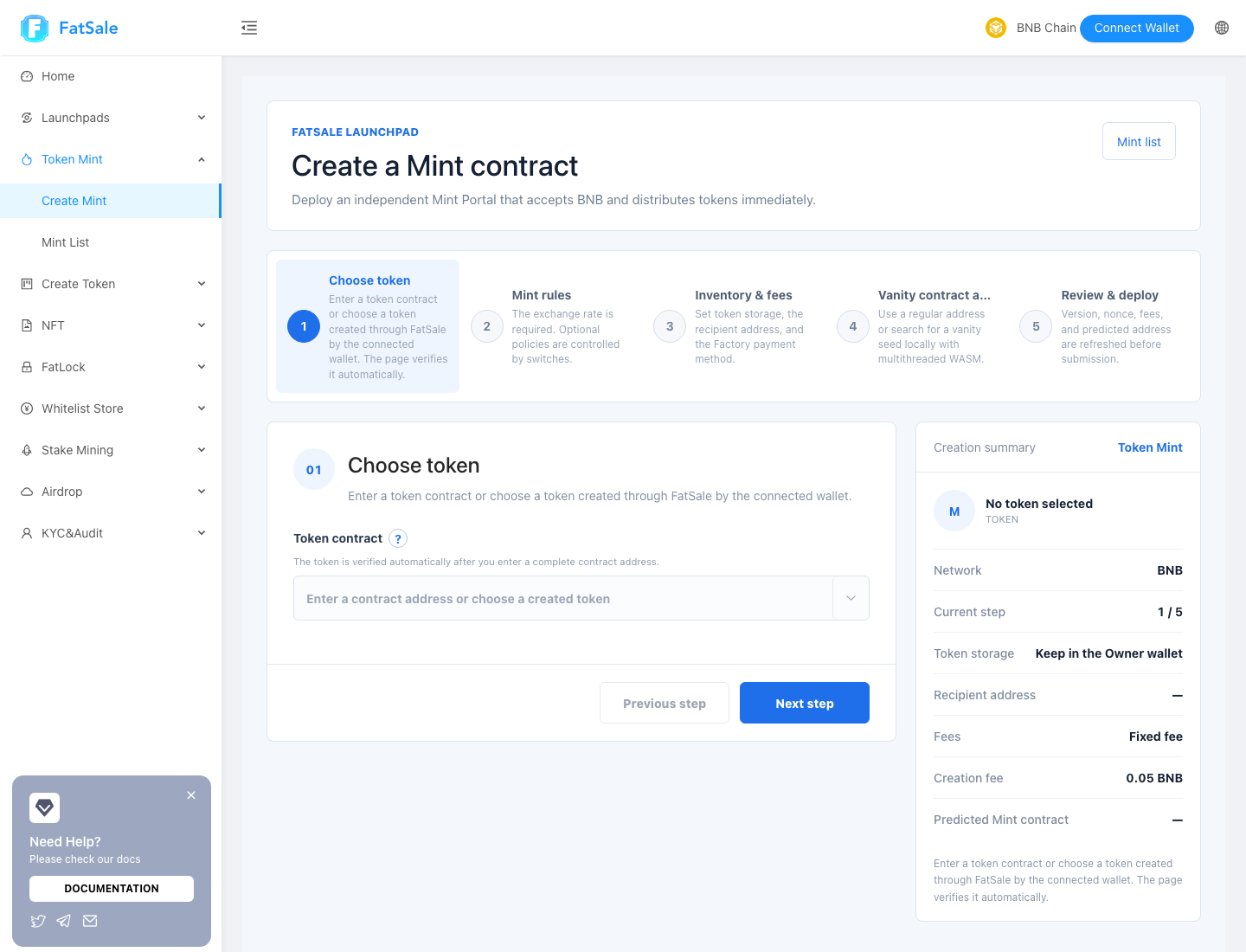 Create Mint and its five-step flow