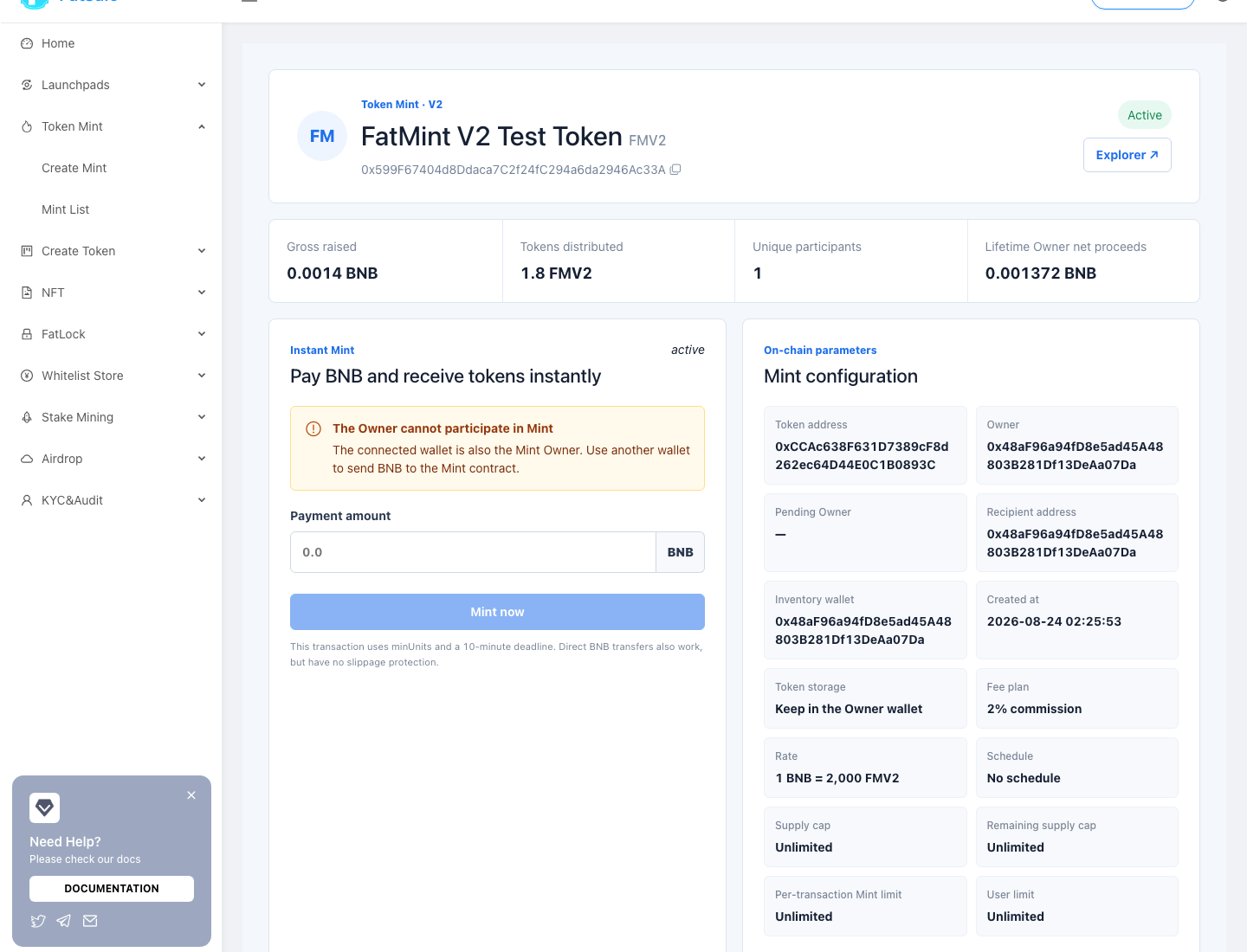 Mint statistics and on-chain configuration
